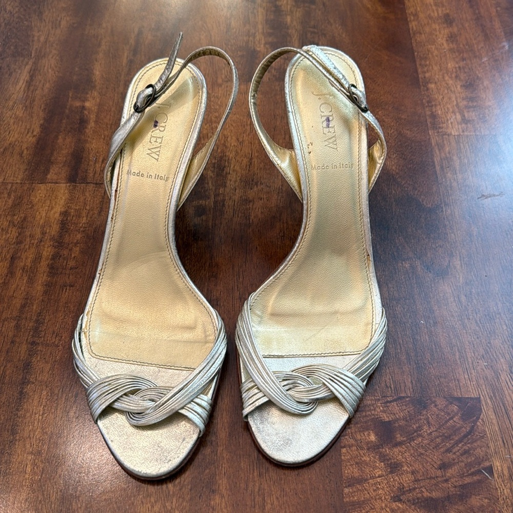Vintage J Crew gold sling back heels size 8.5